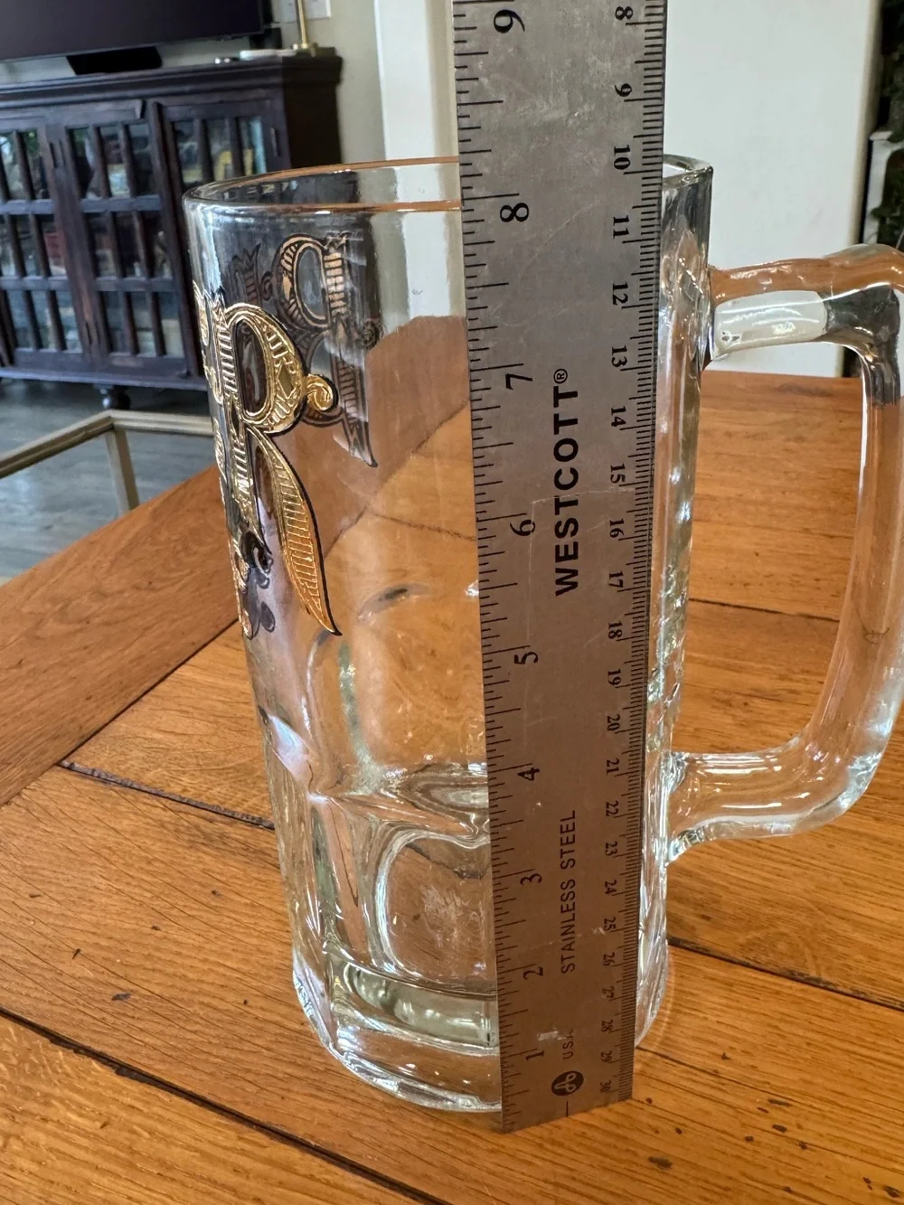 XL Vintage Culver Beer 5¢ Glass Mug with Gold Lettering